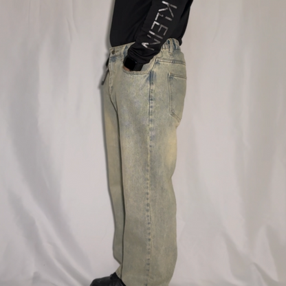 Wide-Leg Washed Detroit Jeans