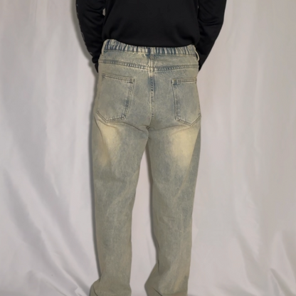 Wide-Leg Washed Detroit Jeans