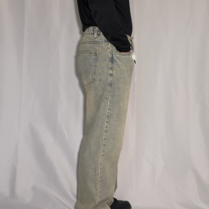 Wide-Leg Washed Detroit Jeans