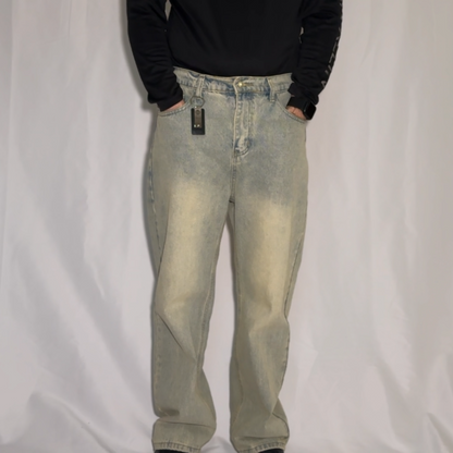 Wide-Leg Washed Detroit Jeans