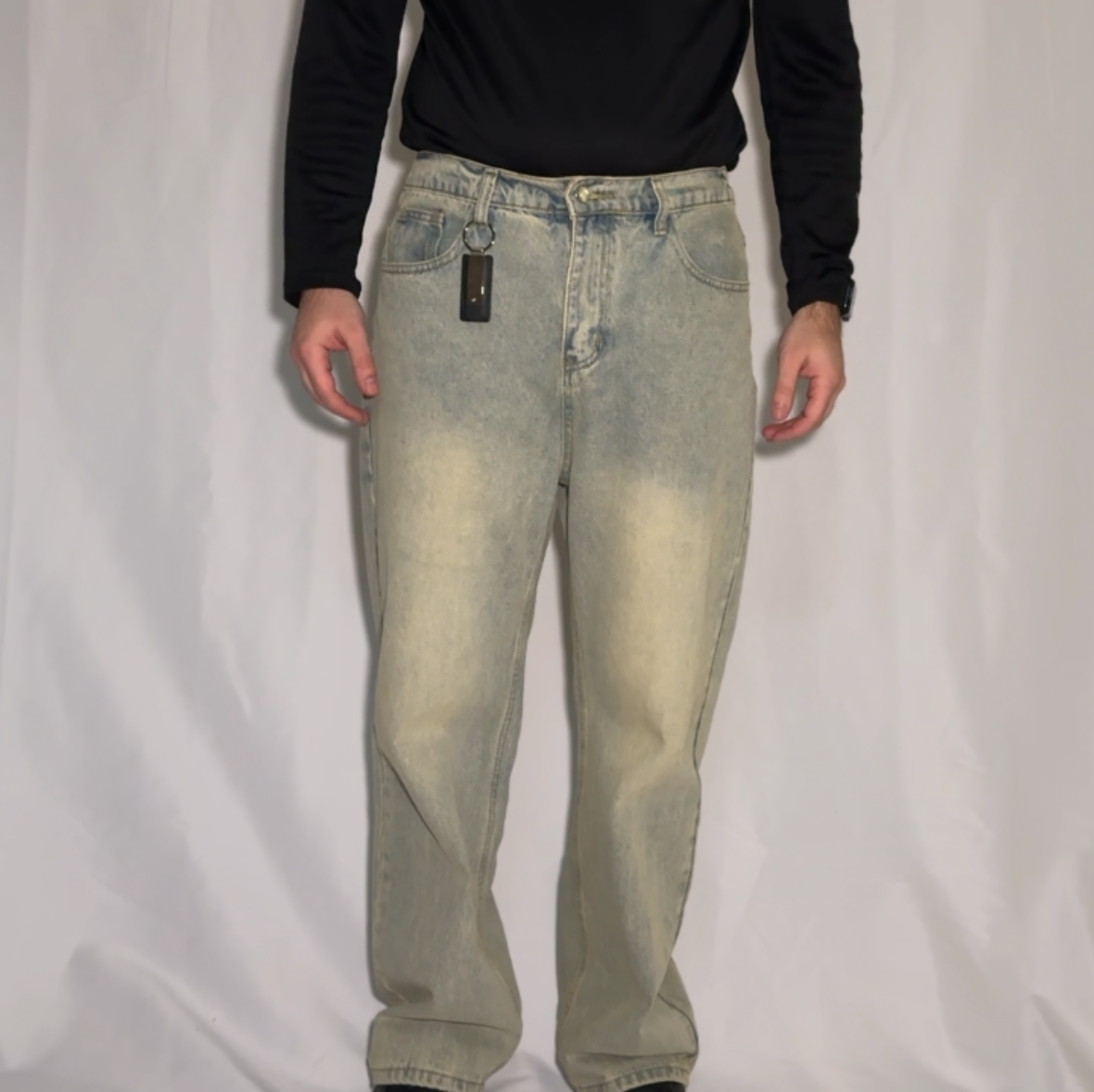 Wide-Leg Washed Detroit Jeans